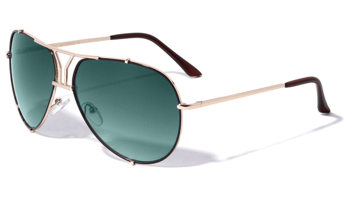 Front Metal Deco Oceanic Color Lens Aviators Wholesale Bulk Sunglasses