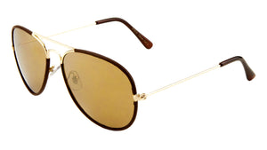 Leather Rim Color Mirror Aviators Bulk Sunglasses