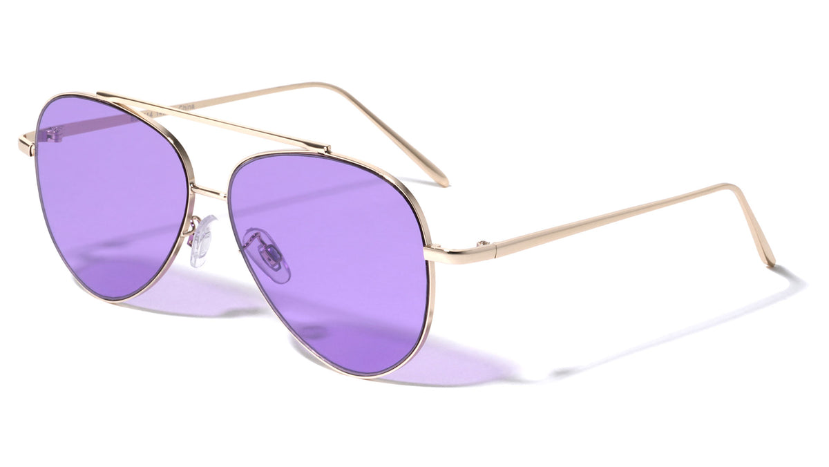 Thin Metal Color Lens Aviators Wholesale Bulk Sunglasses