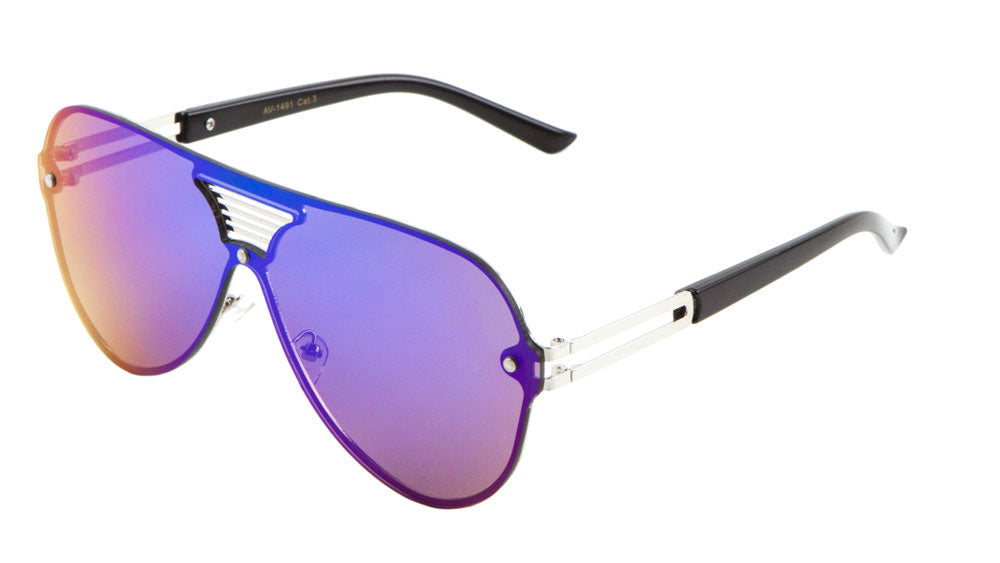 Solid One Piece Lens Aviators Wholesale Bulk Sunglasses