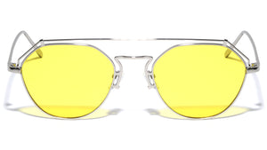Flat Top Wireframe Color Lens Aviators Wholesale Sunglasses