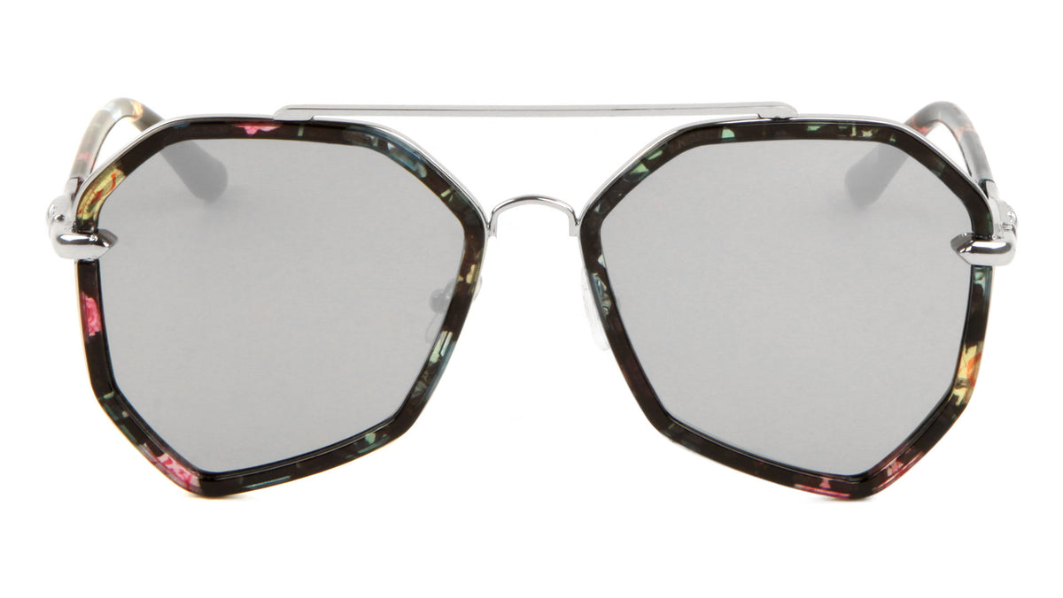 Angled Flat Color Mirror Lens Aviators Bulk Sunglasses
