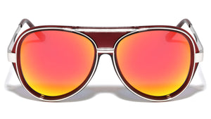 Color Mirror Lens Thick Rim Solid Plate Aviators Wholesale Bulk Sunglasses