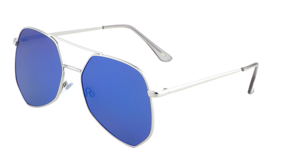 Angled Color Mirror Aviators Wholesale Bulk Sunglasses