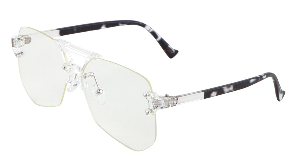 Rimless Angled Clear Lens Aviators Wholesale Bulk Glasses