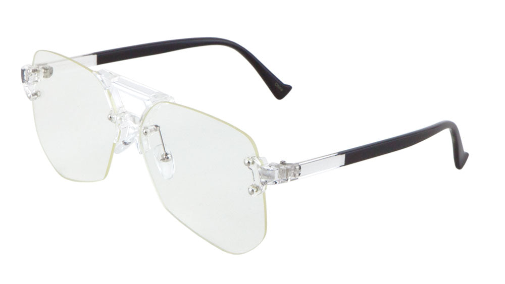 Rimless Angled Clear Lens Aviators Wholesale Bulk Glasses