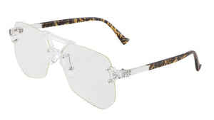 Rimless Angled Clear Lens Aviators Wholesale Bulk Glasses