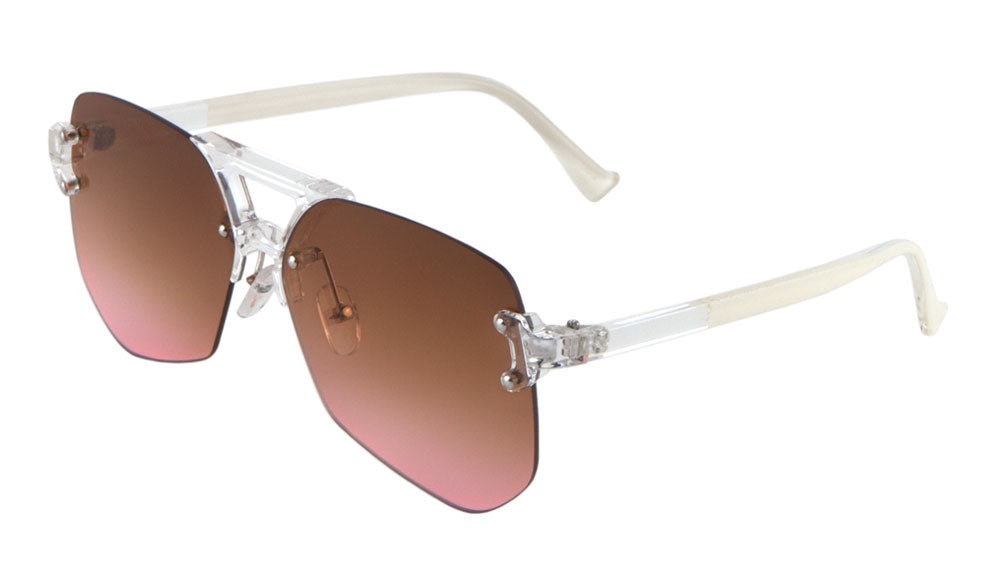 Rimless Oceanic Color Aviators Wholesale Bulk Sunglasses