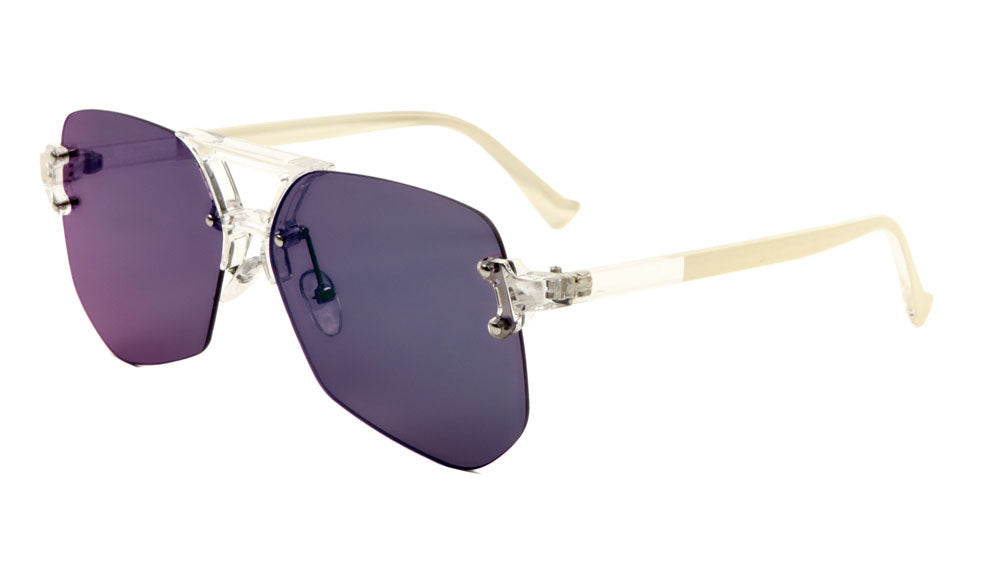 Rimless Color Mirror Aviators Wholesale Bulk Sunglasses