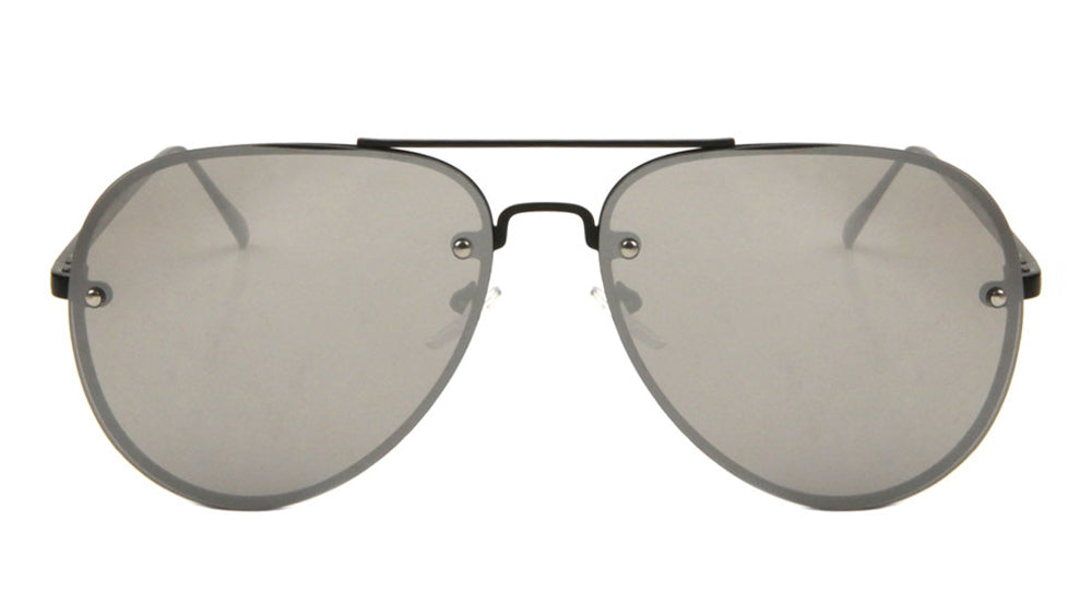 Rimless Aviators Color Mirror Stylized Nose Bridge Fashion Wholesale Sunglasses