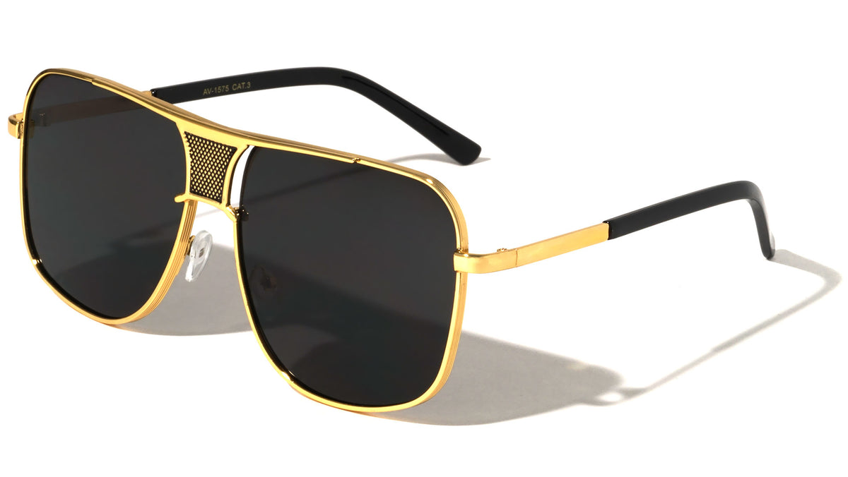 Squared Aviators Front Grille Fashion Wholesale Sunglasses