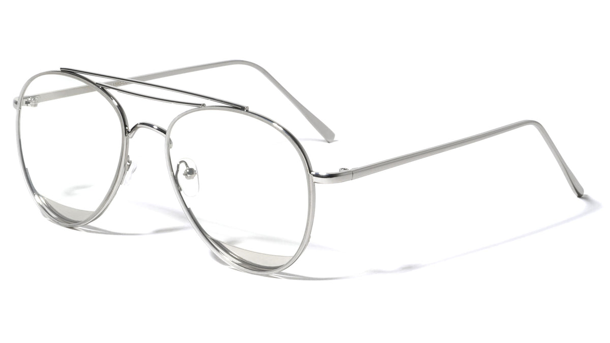 Aviators Bottom Shield Clear Lens Wholesale Bulk Glasses