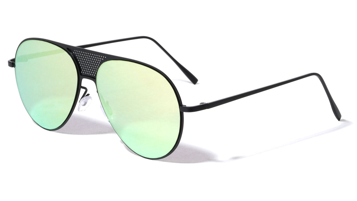 Front Grille Color Mirror Aviators Wholesale Sunglasses