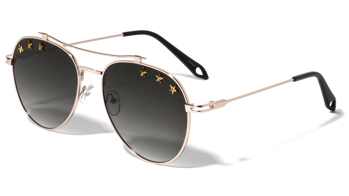 Star Studded Aviators Fashion Wholesale Sunglasses