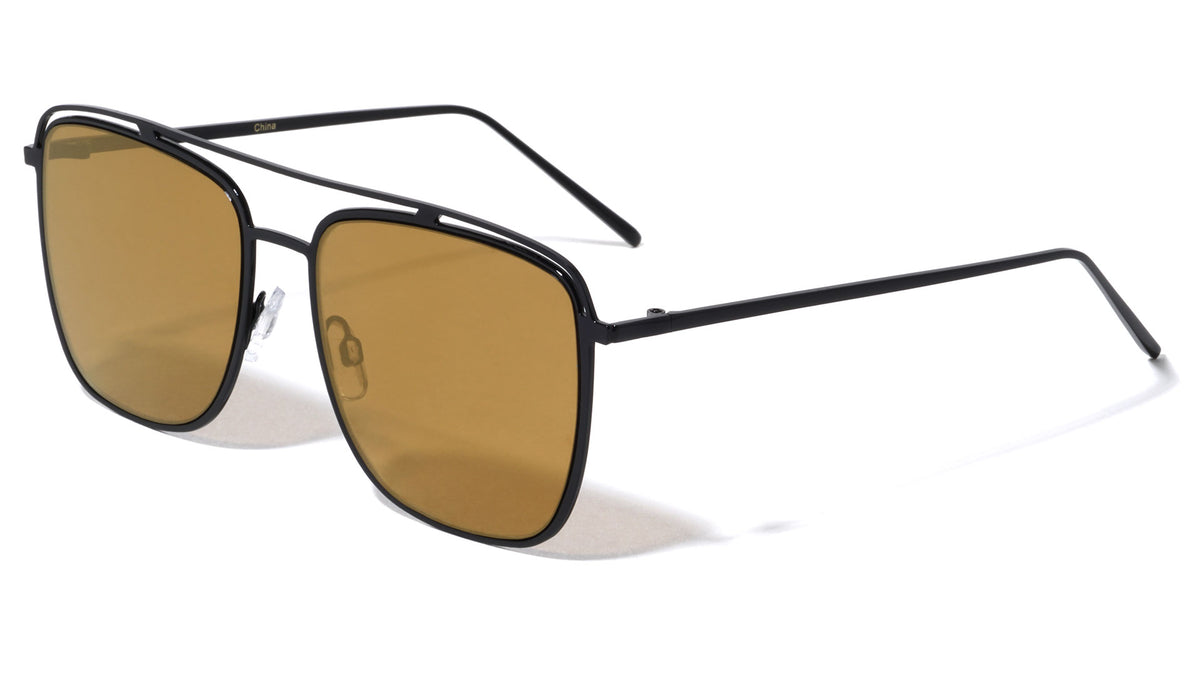 Squared Aviators Curved Brow Bar Fashion Wholesale Sunglasses