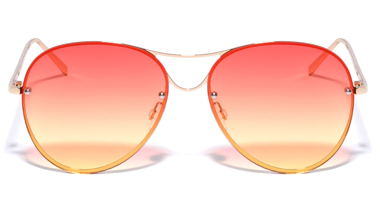 Rimless Oceanic Color Aviators Wholesale Bulk Sunglasses
