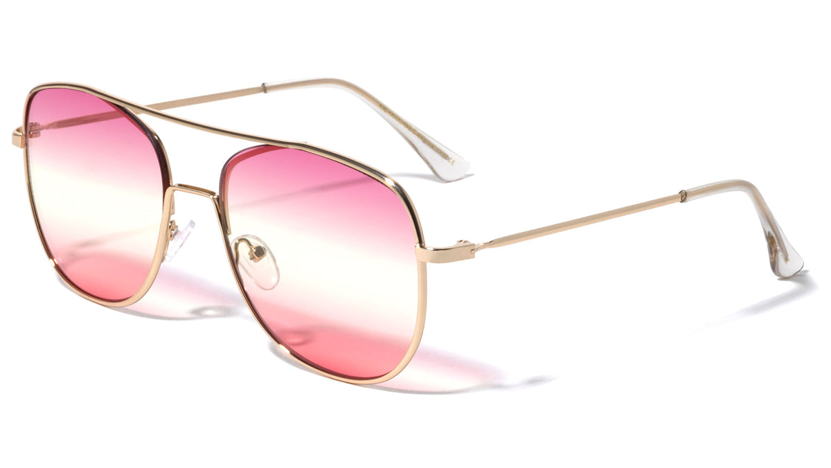 Triple Oceanic Color Tapered Aviators Wholesale Sunglasses