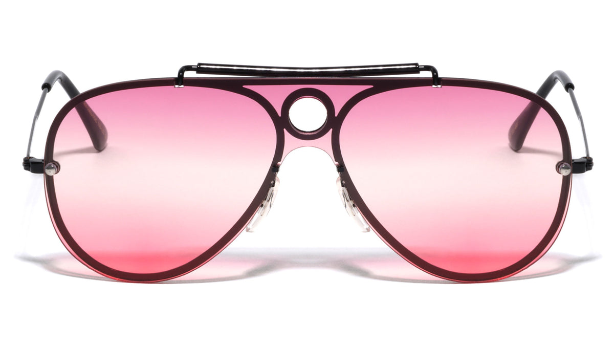 Triple Oceanic Color Solid One Piece Lens Top Bar Aviators Wholesale Sunglasses