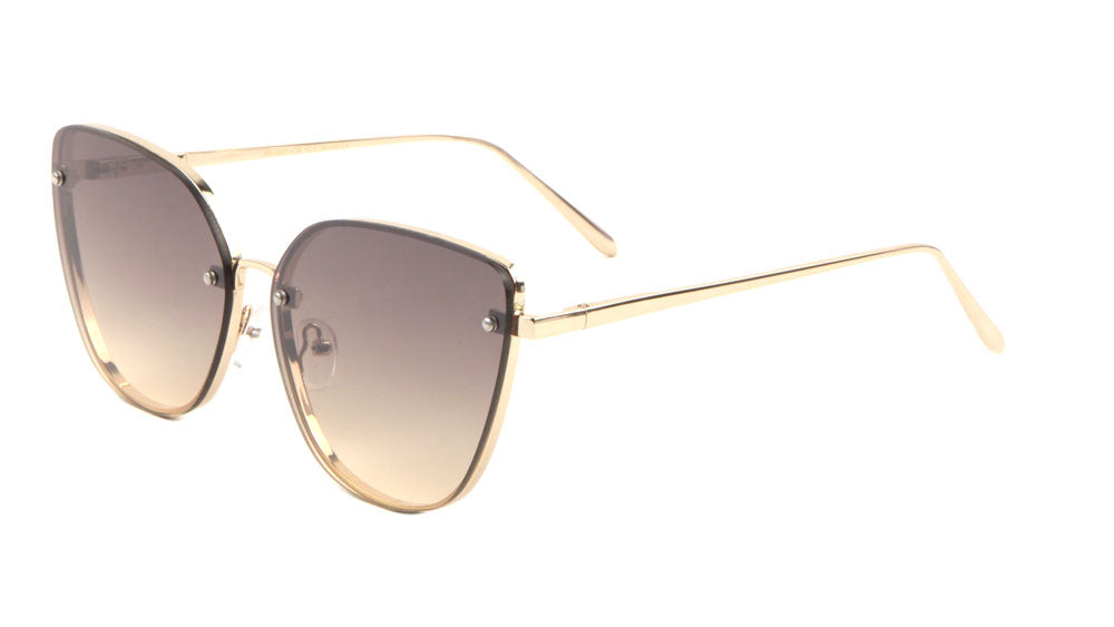 Rimless Color Mirror Cat Eye Wholesale Sunglasses