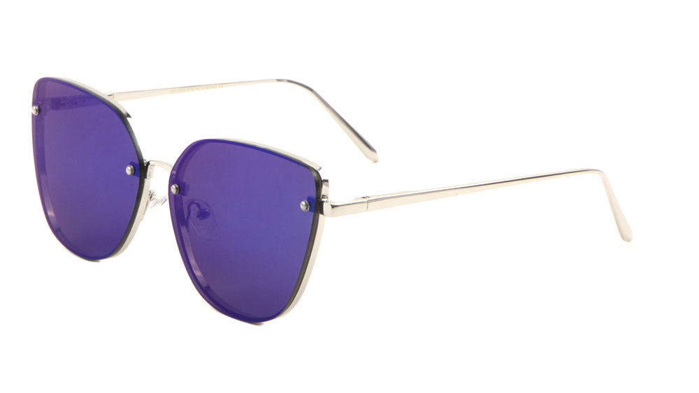 Rimless Color Mirror Cat Eye Wholesale Sunglasses