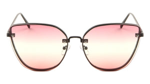 Rimless Triple Oceanic Color Cat Eye Bulk Sunglasses