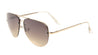 Rimless Color Mirror Metal Accent Aviators Wholesale Sunglasses