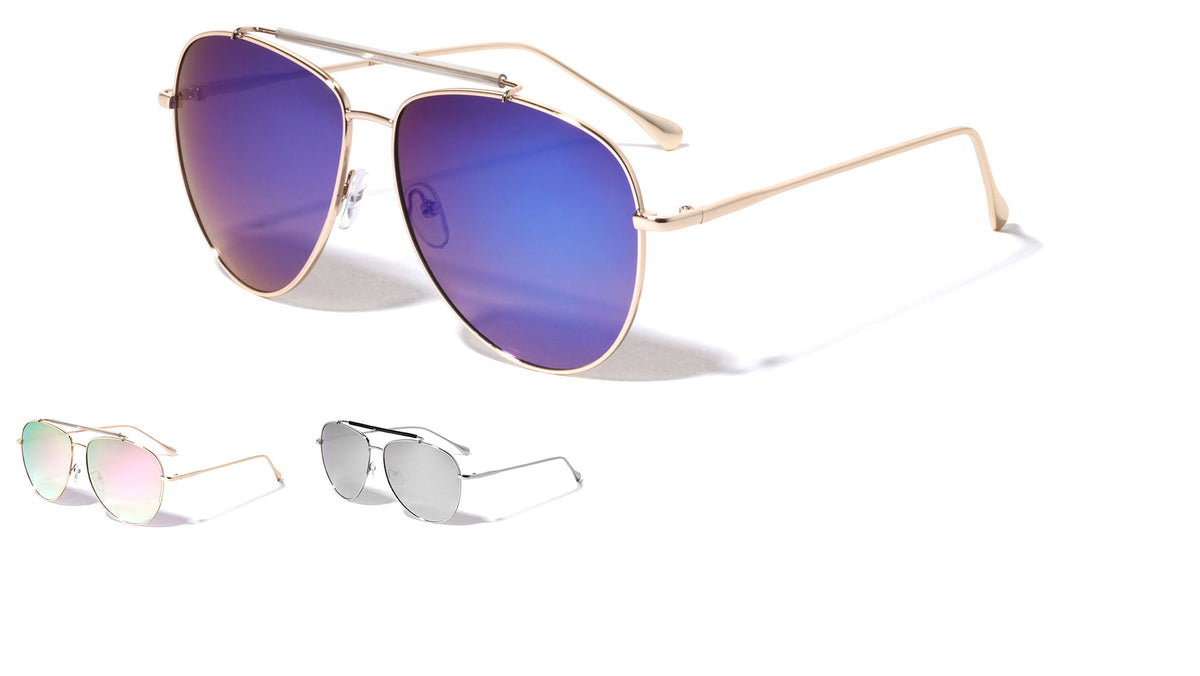 Top Bar Aviators Color Mirror Sunglasses Wholesale
