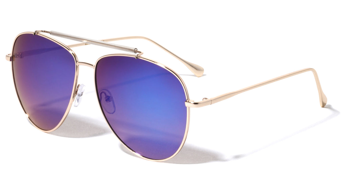 Top Bar Aviators Color Mirror Sunglasses Wholesale