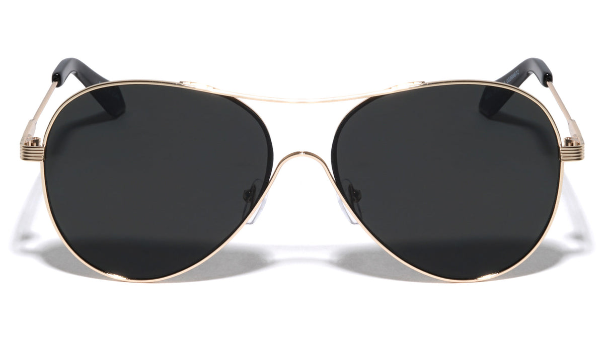 Gold Black Loop Frame Aviators Wholesale Sunglasses
