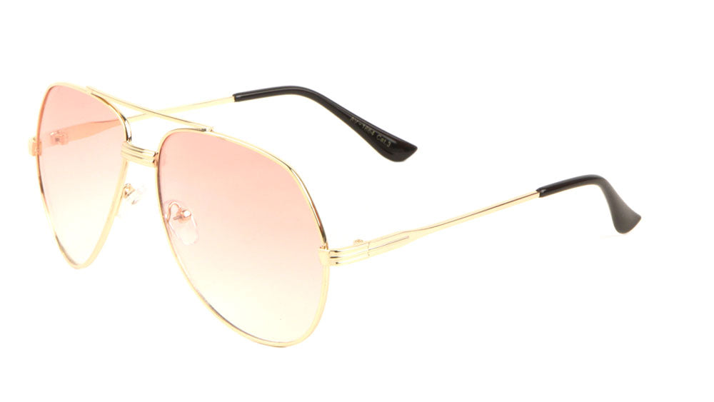Rounded Grooved Frame Aviators Sunglasses Wholesale