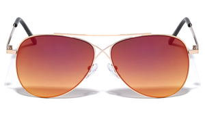 Cross Bridge Color Mirrored Aviators Wholesale Sunglasses