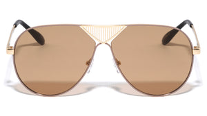 Frontal Grille Flat Lens Aviators Wholesale Sunglasses