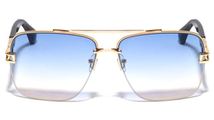 Semi Rimless Art Deco Square Aviators Wholesale Sunglasses