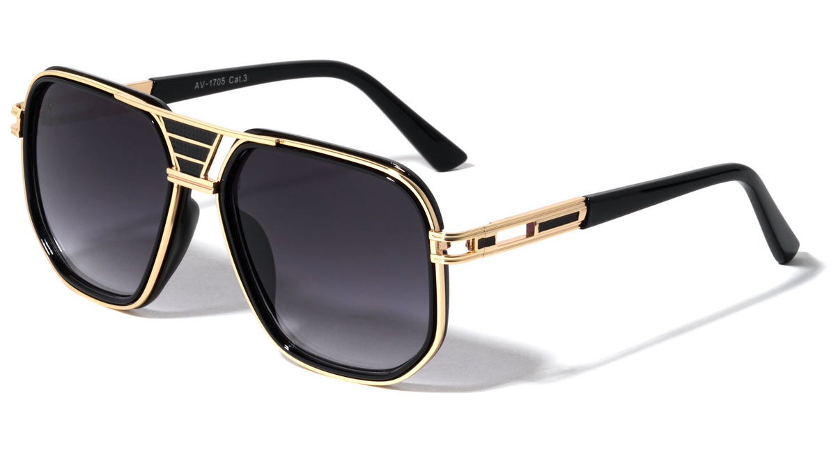 Squared Deco Fashion Aviators Wholesale Sunglasses