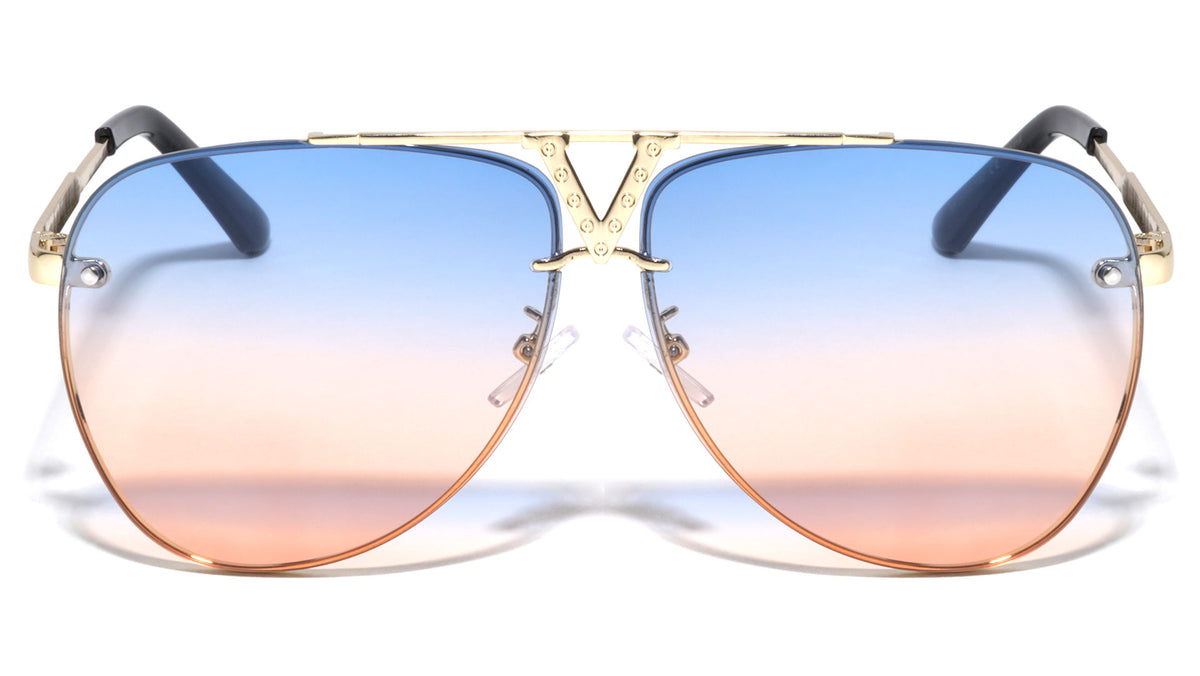 V Design Tear Drop Aviators Fashion Wholesale Sunglasses