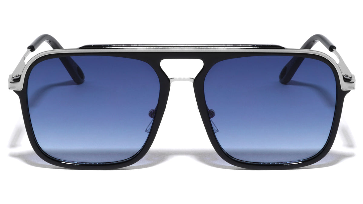 Flat Top Cross Bar Modern Square Aviators Wholesale Sunglasses