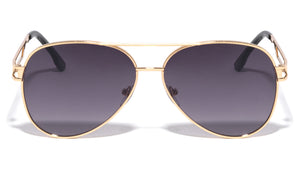 Engraved Frame Metal Temple Cut Out Aviators Wholesale Sunglasses