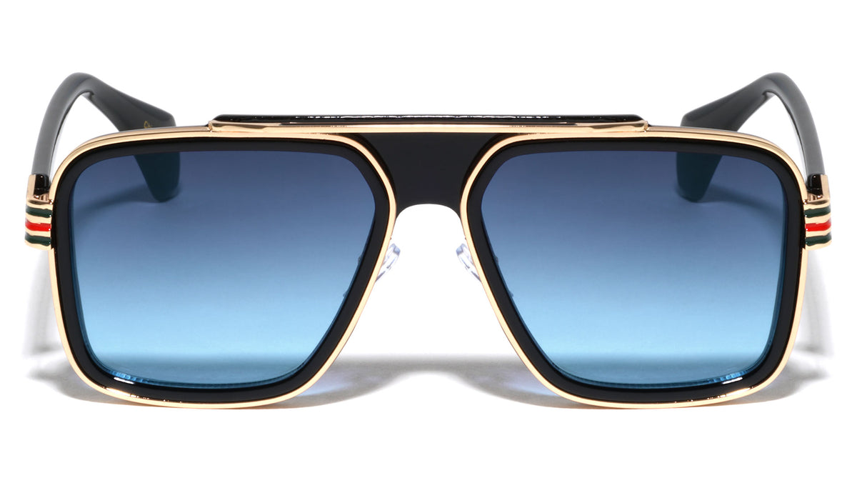 Double Metal Plastic Frame Modern Square Aviators Wholesale Sunglasses