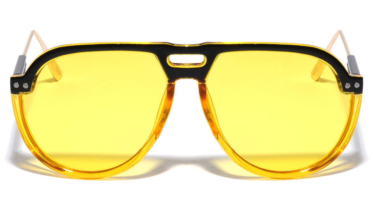 Crystal Color Side Lens Shield Aviators Wholesale Sunglasses