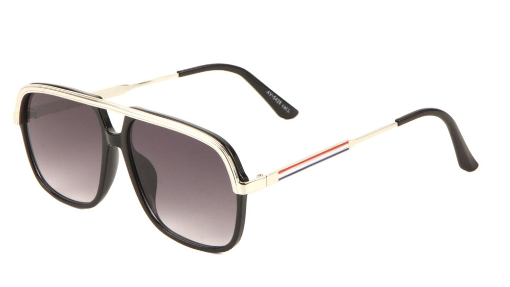 Solid Browline Fashion Aviators Sunglasses Wholesale