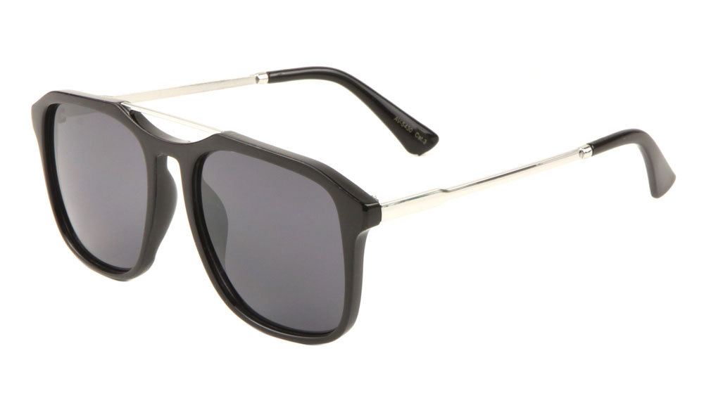 Plastic Fashion Metal Brow Bar Aviators Sunglasses Wholesale