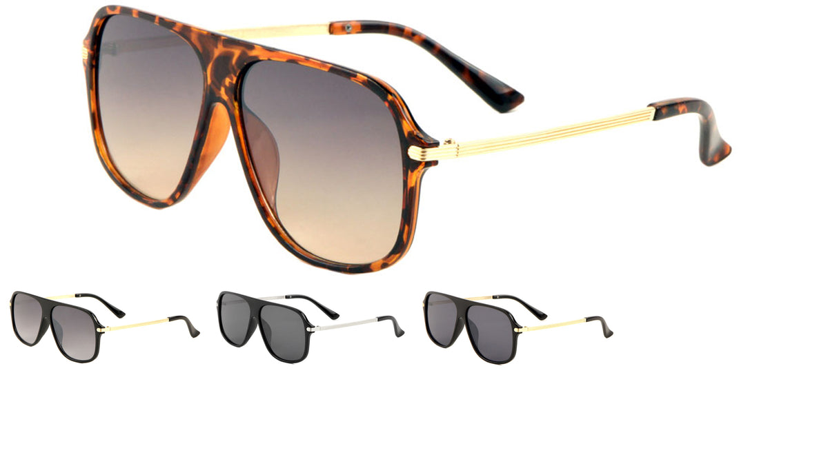 Grooved Temple Aviators Sunglasses Wholesale