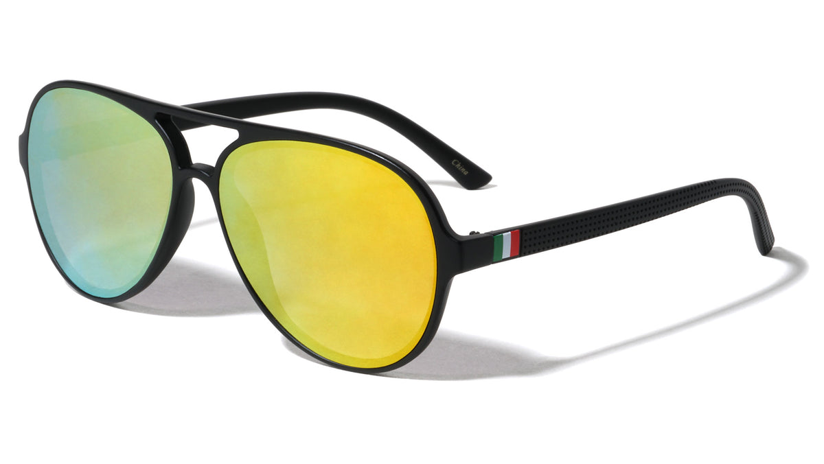 Dotted Texture Temple Italy Aviators Wholesale Sunglasses