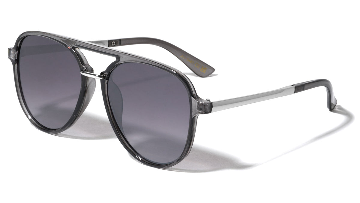 Metal Nose Accent Flat Top Aviators Wholesale Sunglasses