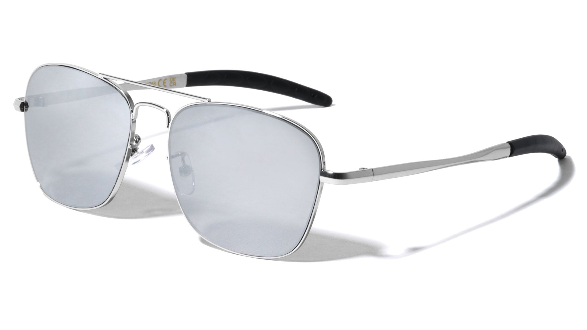 Black Tricolour-trim square metal sunglasses