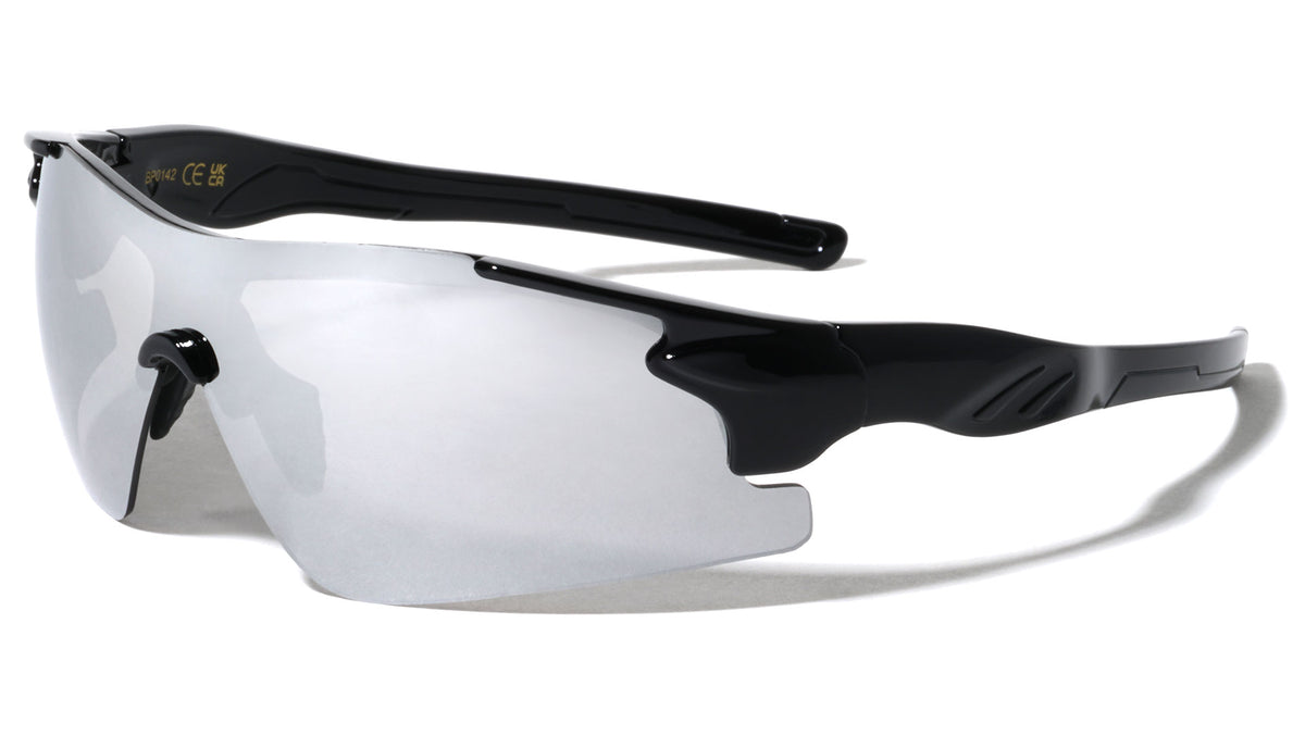 Sports Semi-Rimless One Piece Shield Sunglasses Wholesale