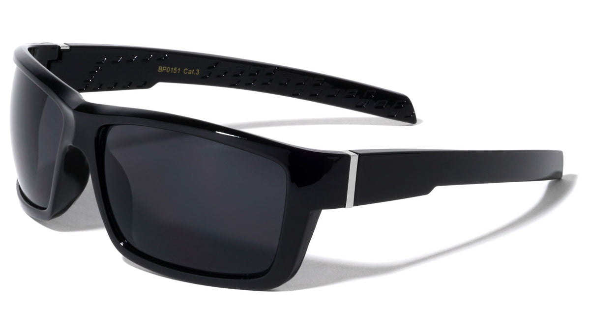 Basic Black Sports Wrap Wholesale Sunglasses