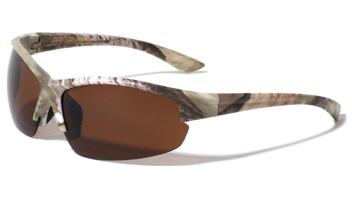 Camouflage Semi Rimless Sports Wholesale Sunglasses