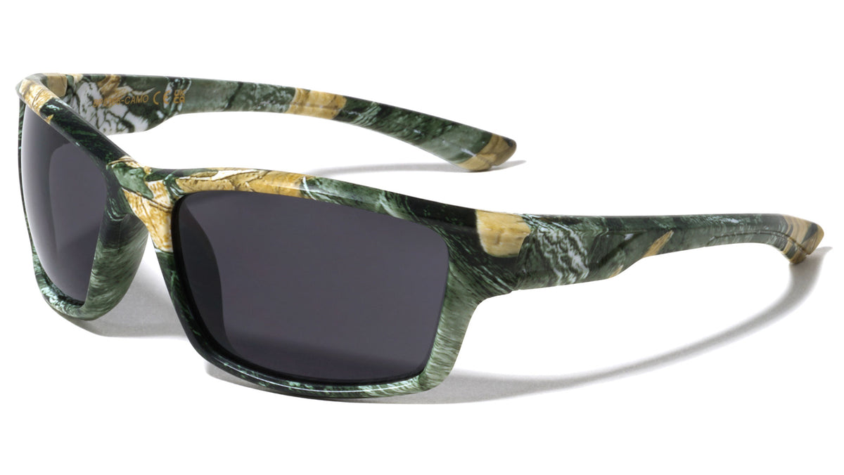 Camouflage Thick Frame Rectangle Sports Wholesale Sunglasses
