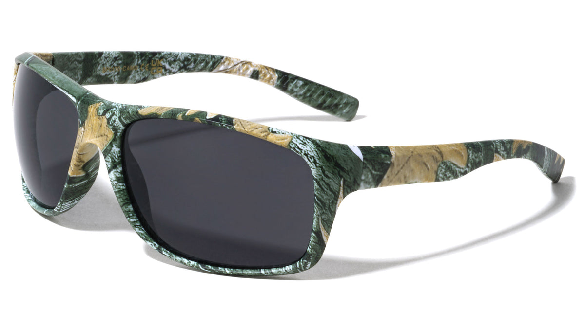 Camouflage Grip Temple Square Sports Wholesale Sunglasses